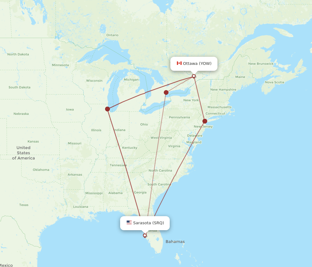 YOW-SRQ flight routes