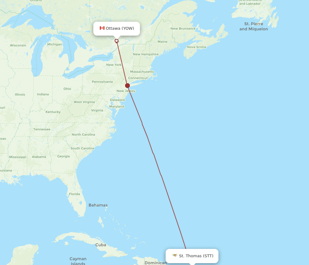 YOW-STT flight routes
