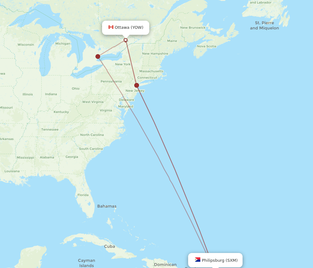 YOW-SXM flight routes
