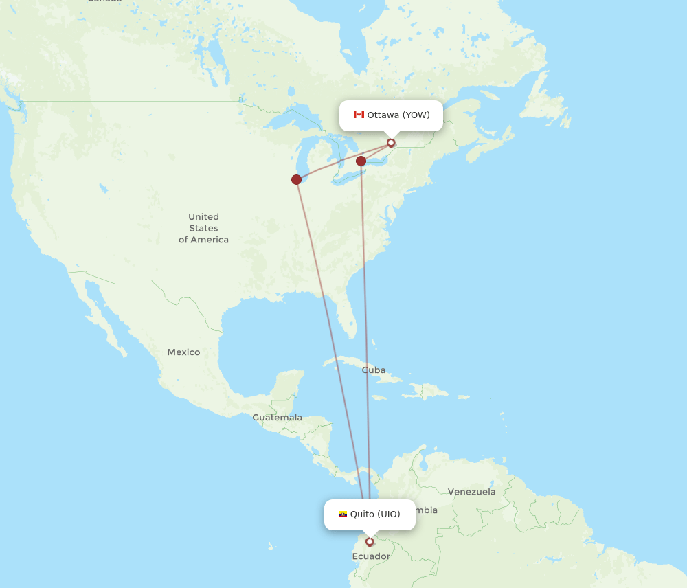YOW-UIO flight routes