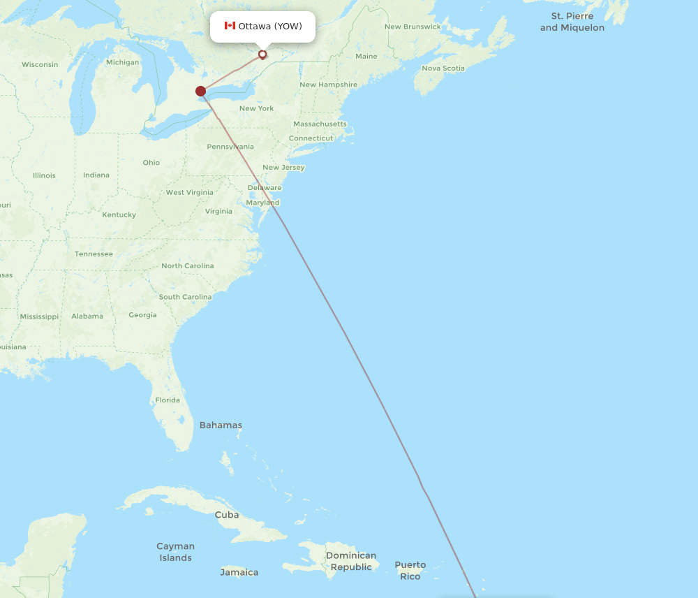 YOW-UVF flight routes