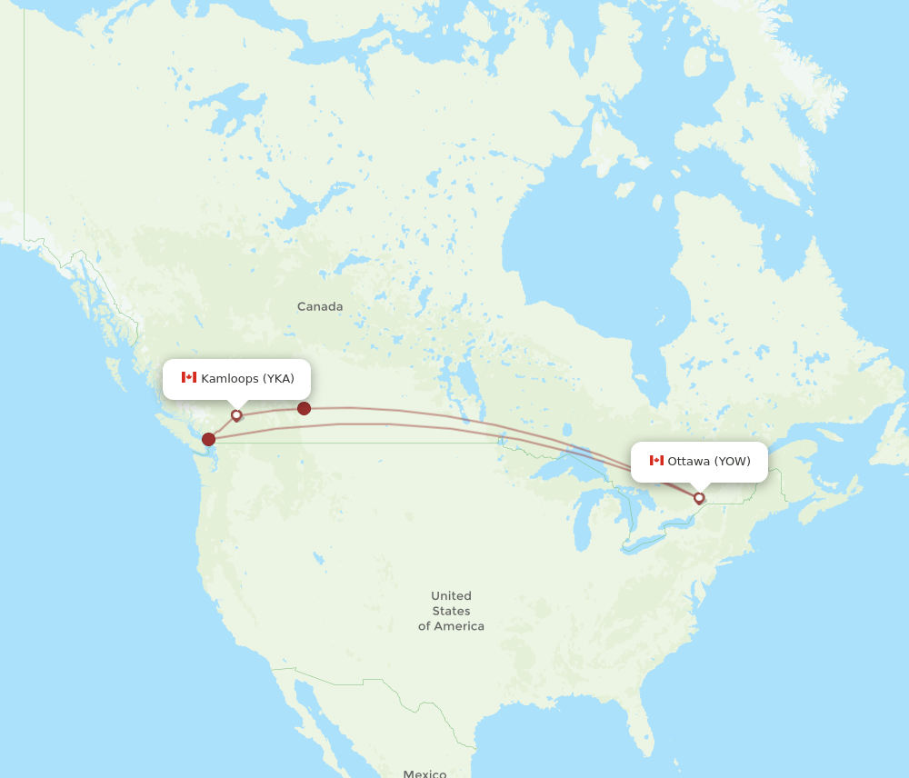 YOW-YKA flight routes