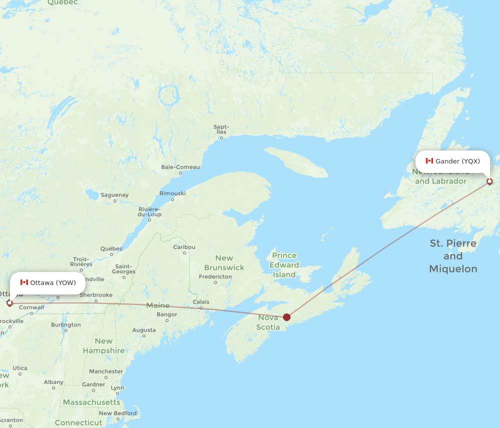 YOW-YQX flight routes