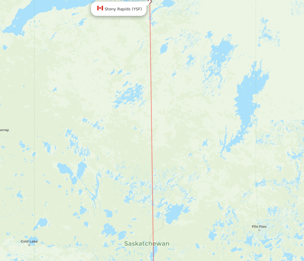 YSF to YPA flights and routes map