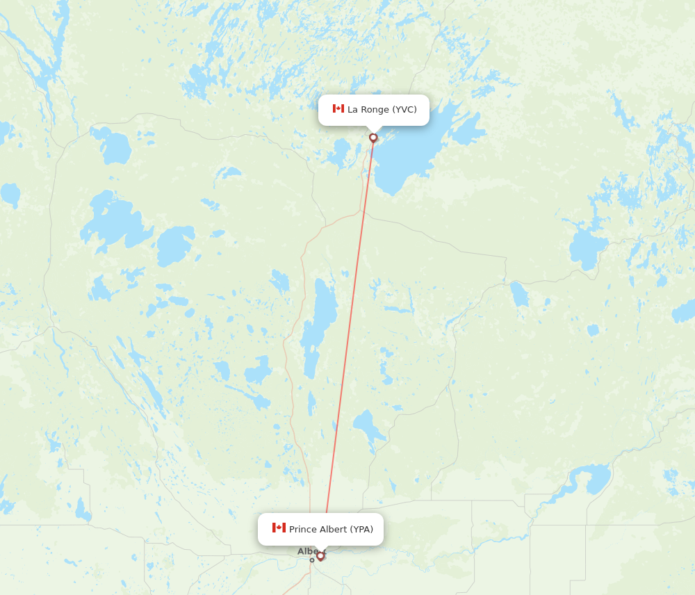 YPA to YVC flights and routes map