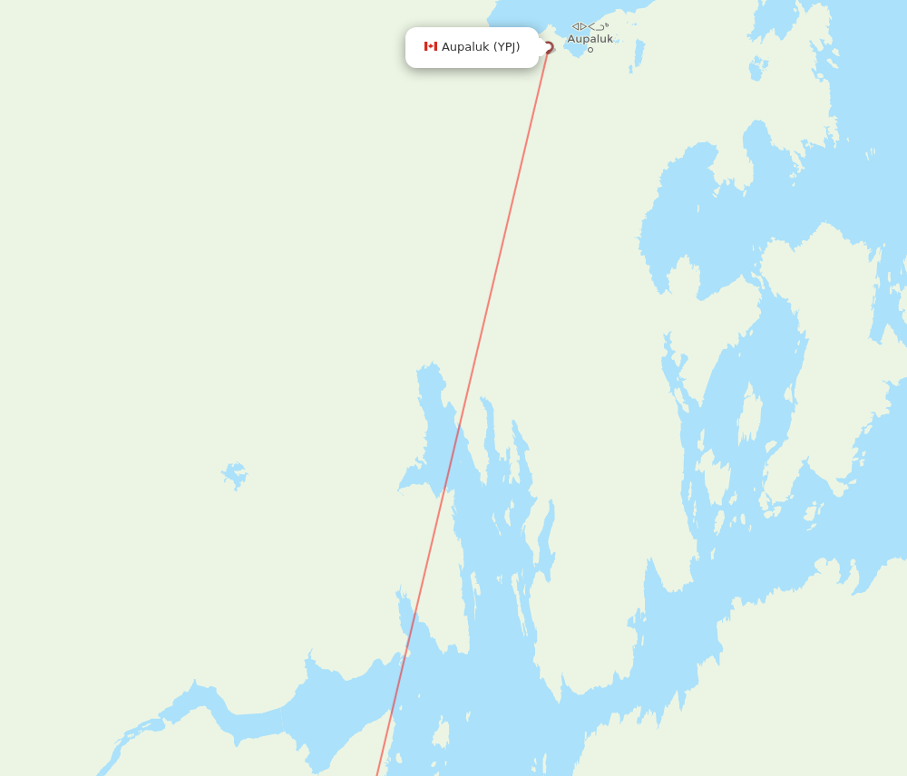 Aupaluk - Tasiujuaq route map and flight paths
