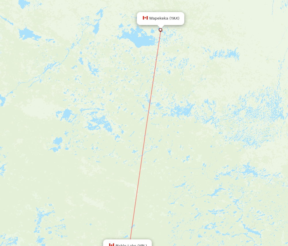 Pickle Lake - Angling Lake route map and flight paths