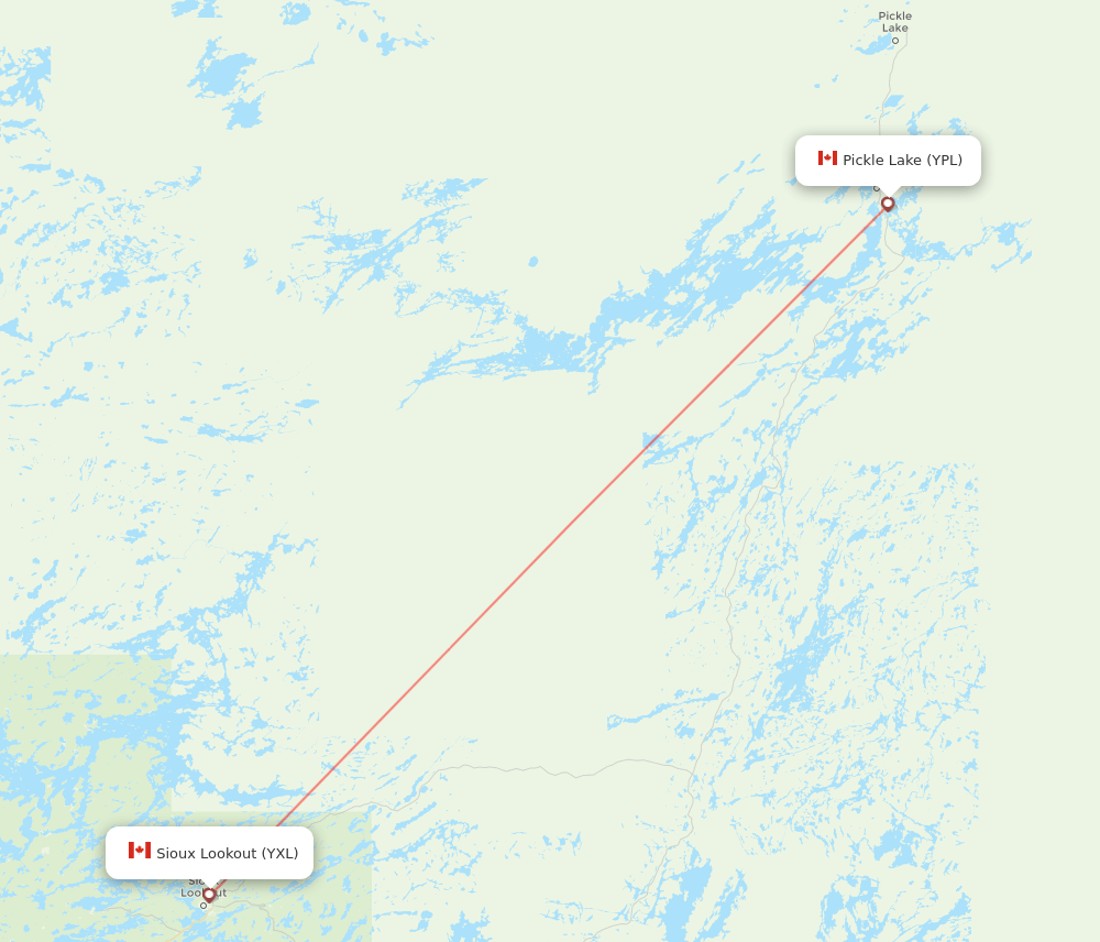 Pickle Lake - Sioux Lookout route map and flight paths