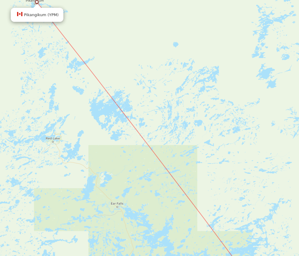 Pikangikum - Sioux Lookout route map and flight paths