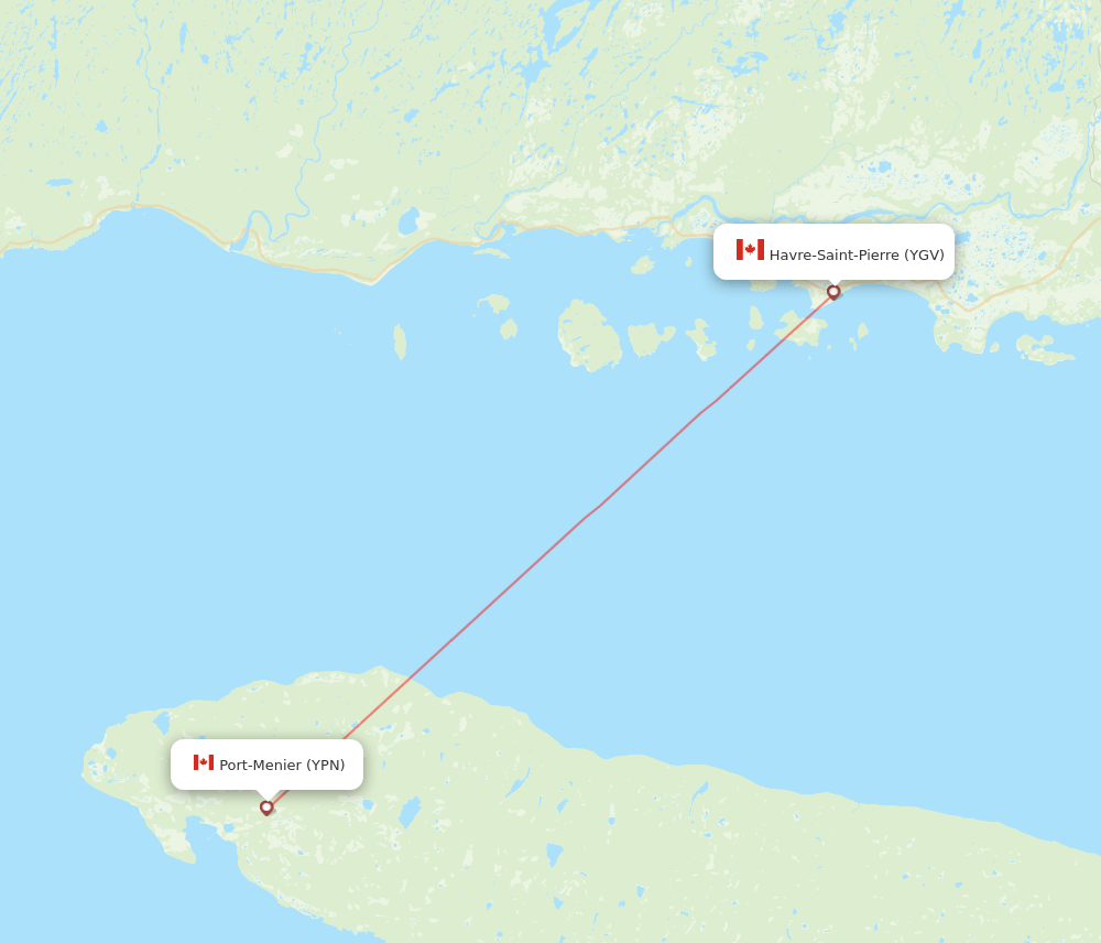 Port-Menier - Havre St. Pierre route map and flight paths