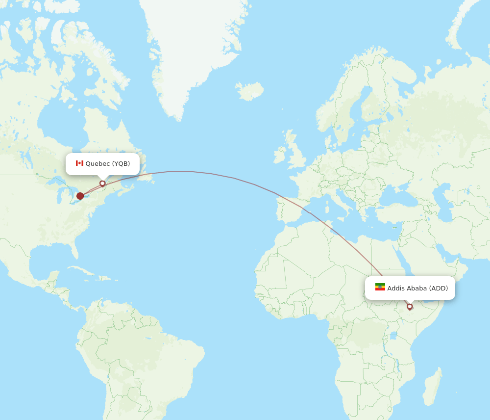 YQB-ADD flight routes
