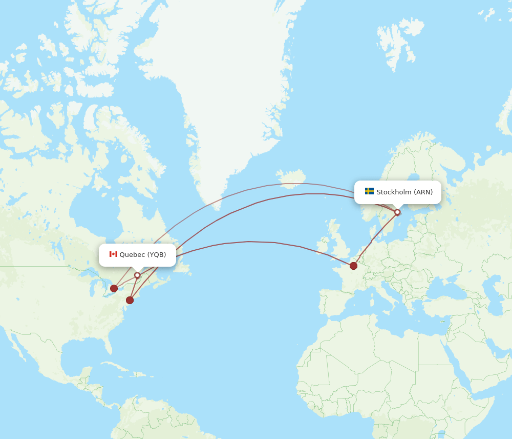 YQB-ARN flight routes