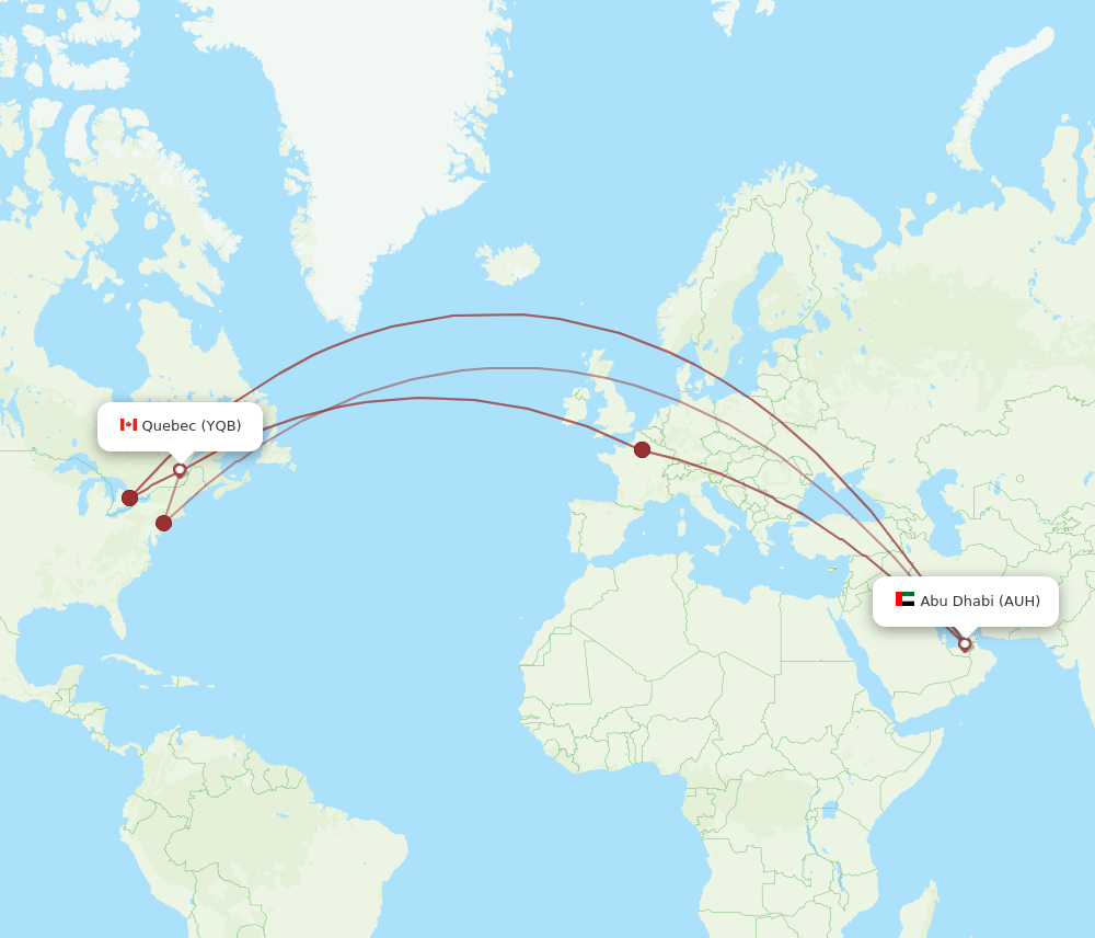 YQB-AUH flight routes