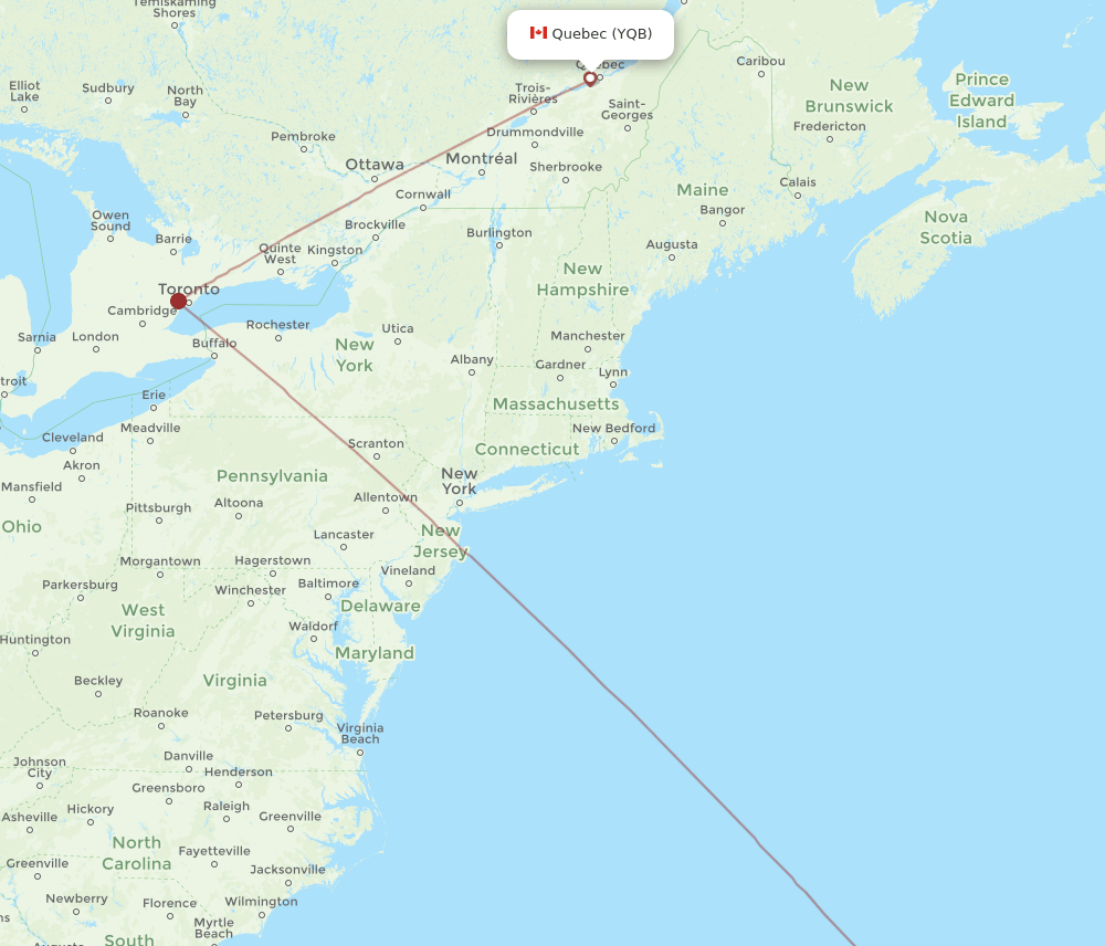 YQB-BDA flight routes