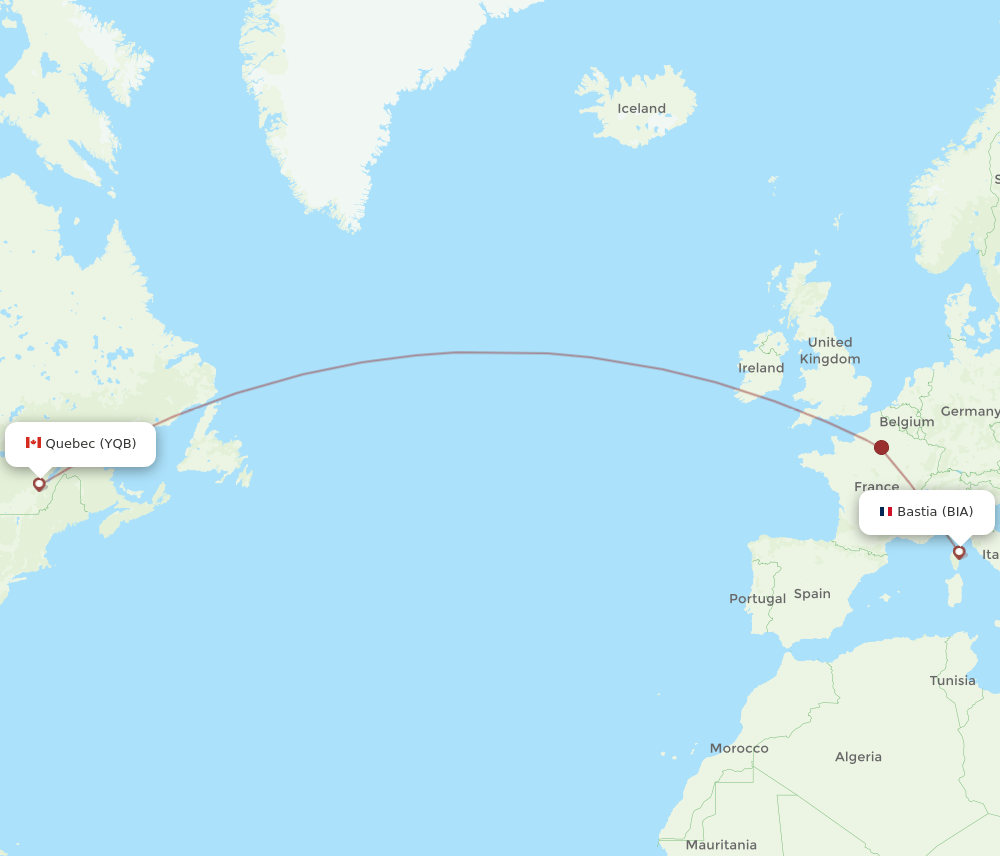 YQB-BIA flight routes