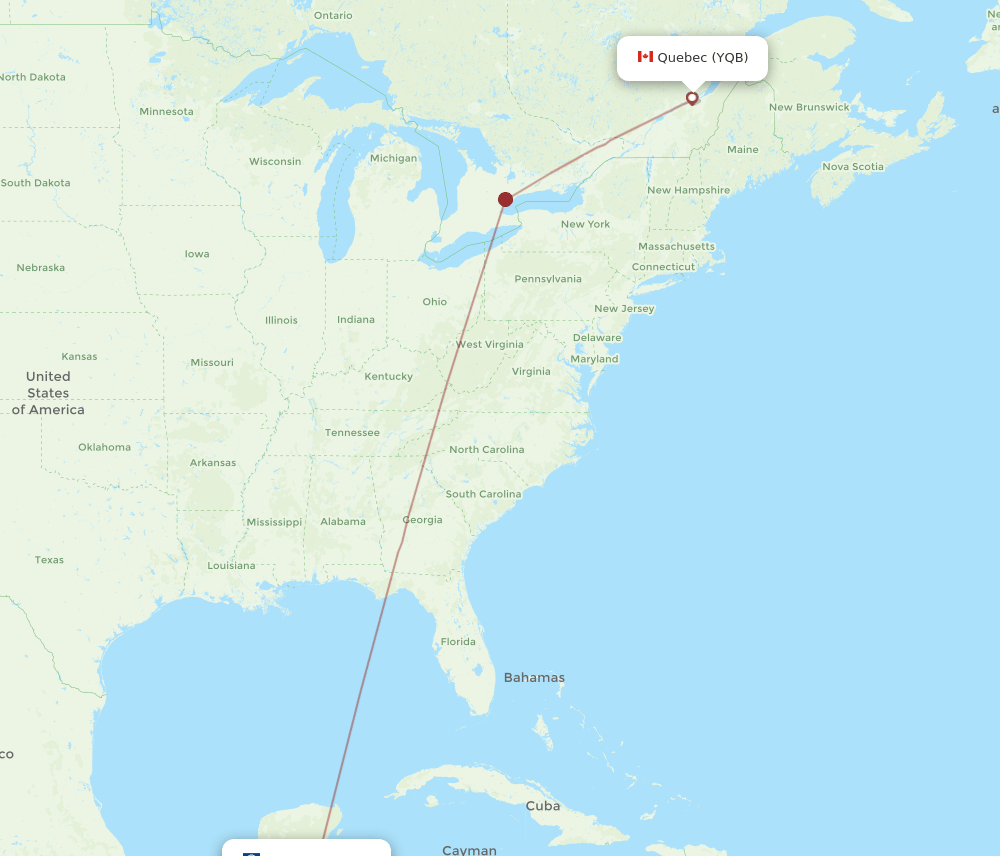 YQB-BZE flight routes