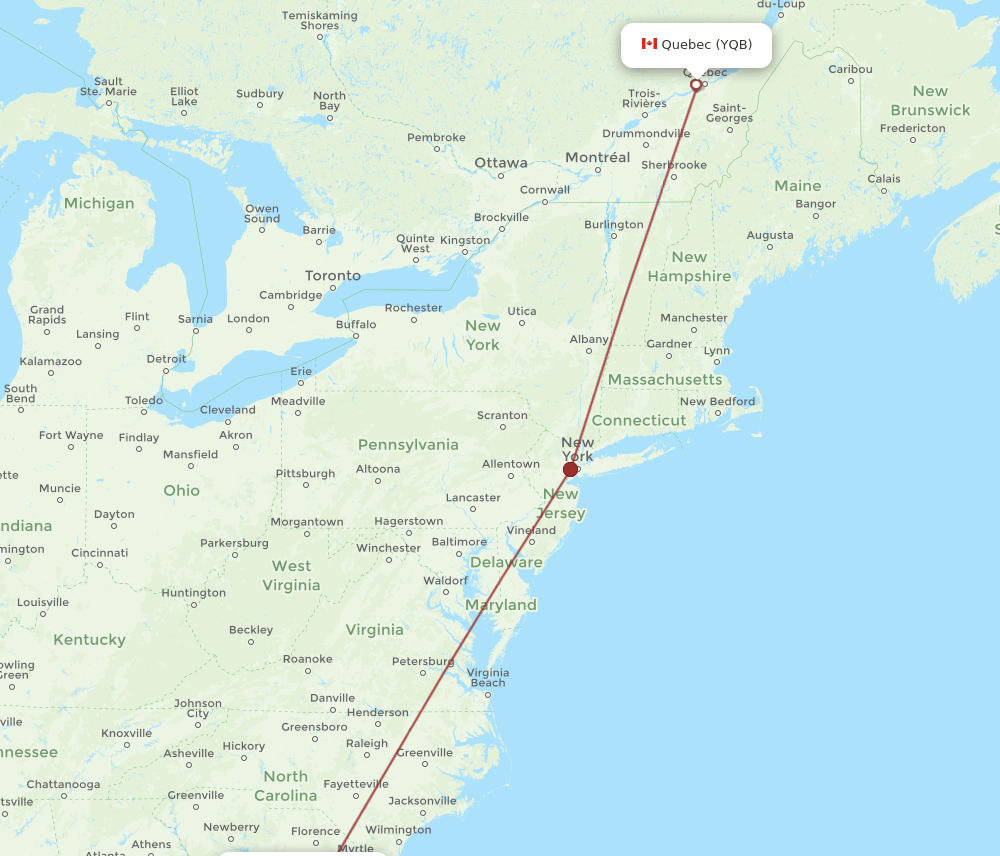 YQB-CHS flight routes