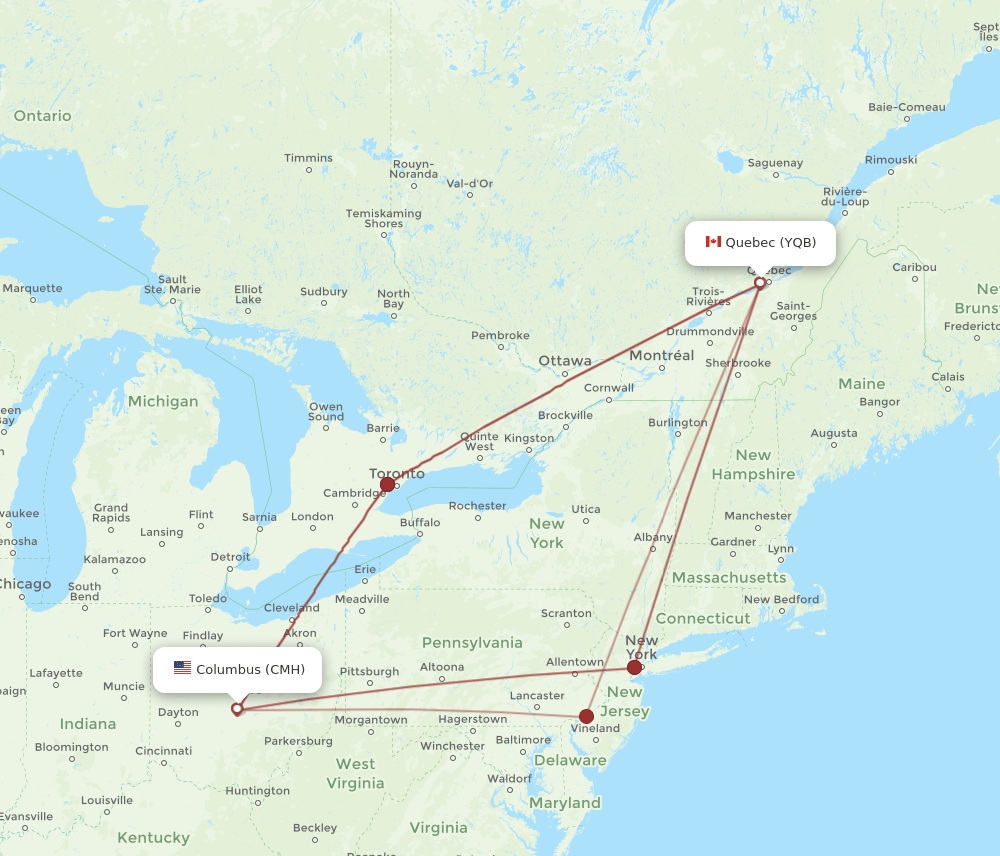 YQB-CMH flight routes