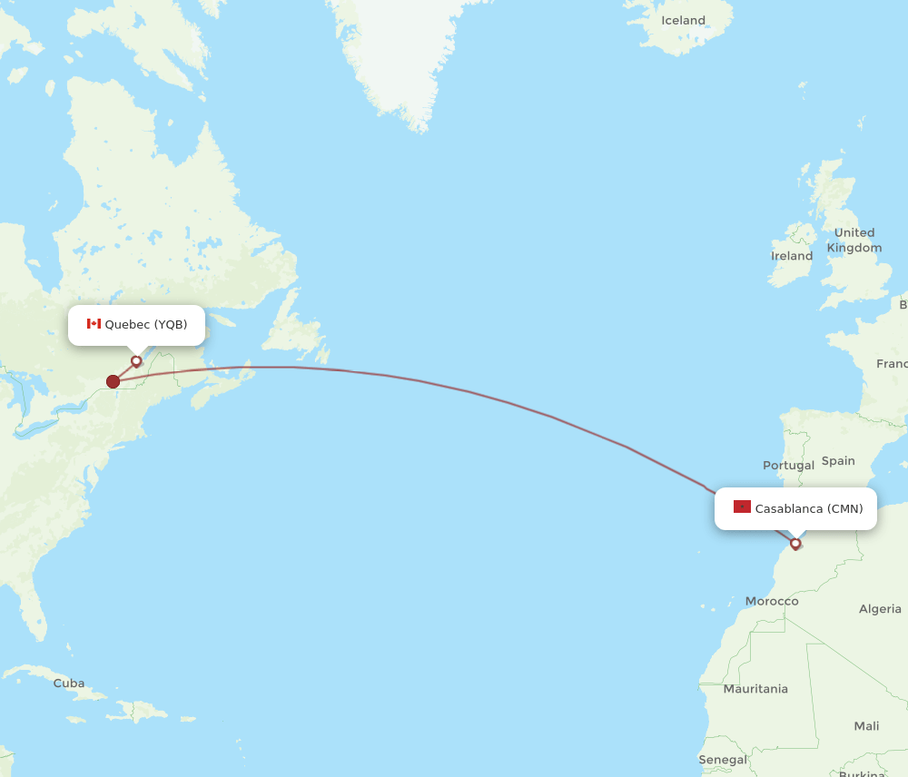 YQB-CMN flight routes