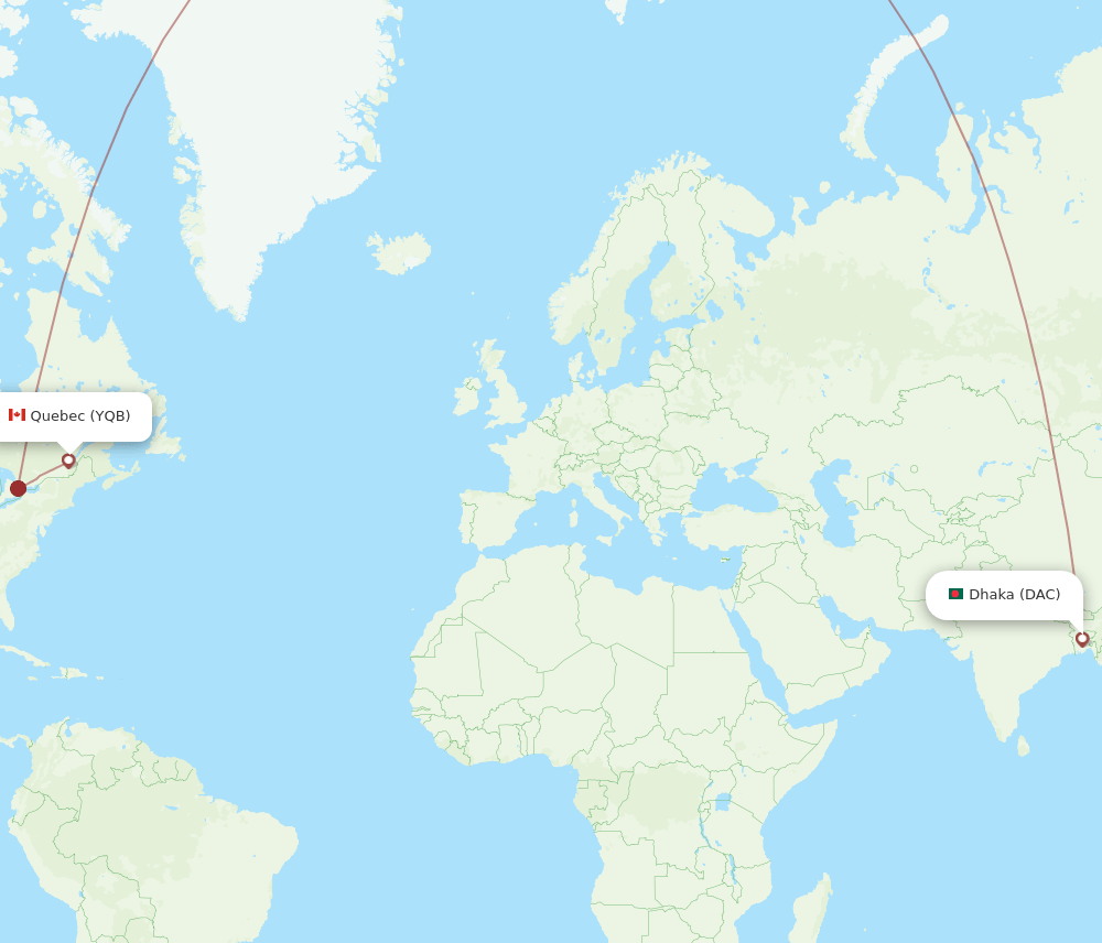 YQB-DAC flight routes