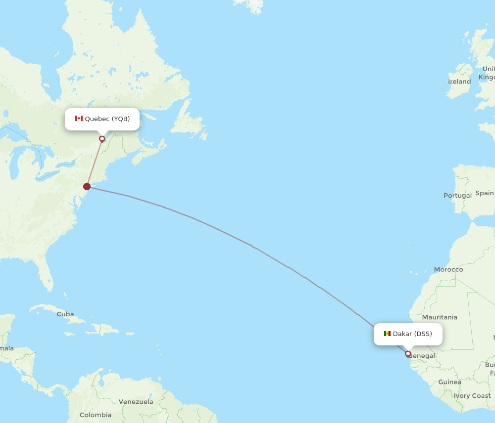 YQB-DSS flight routes