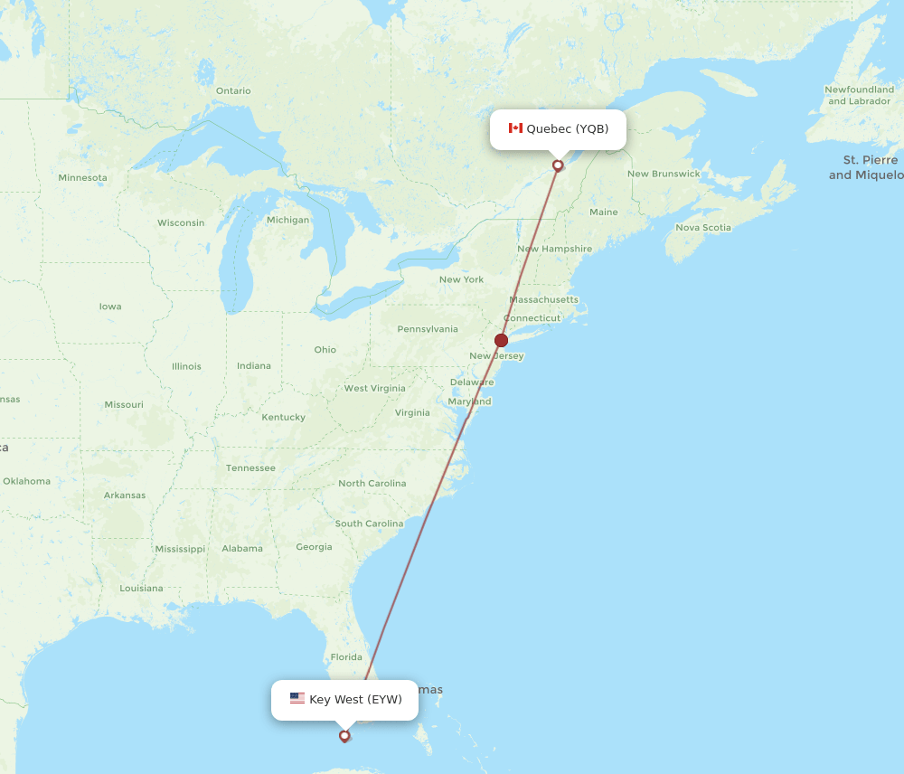 YQB-EYW flight routes