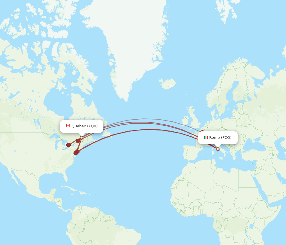YQB-FCO flight routes