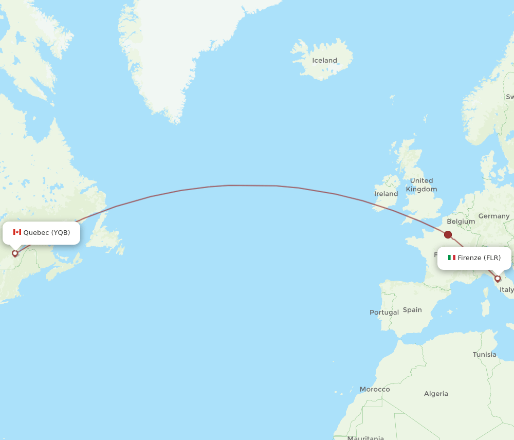 YQB to FLR flights and routes map