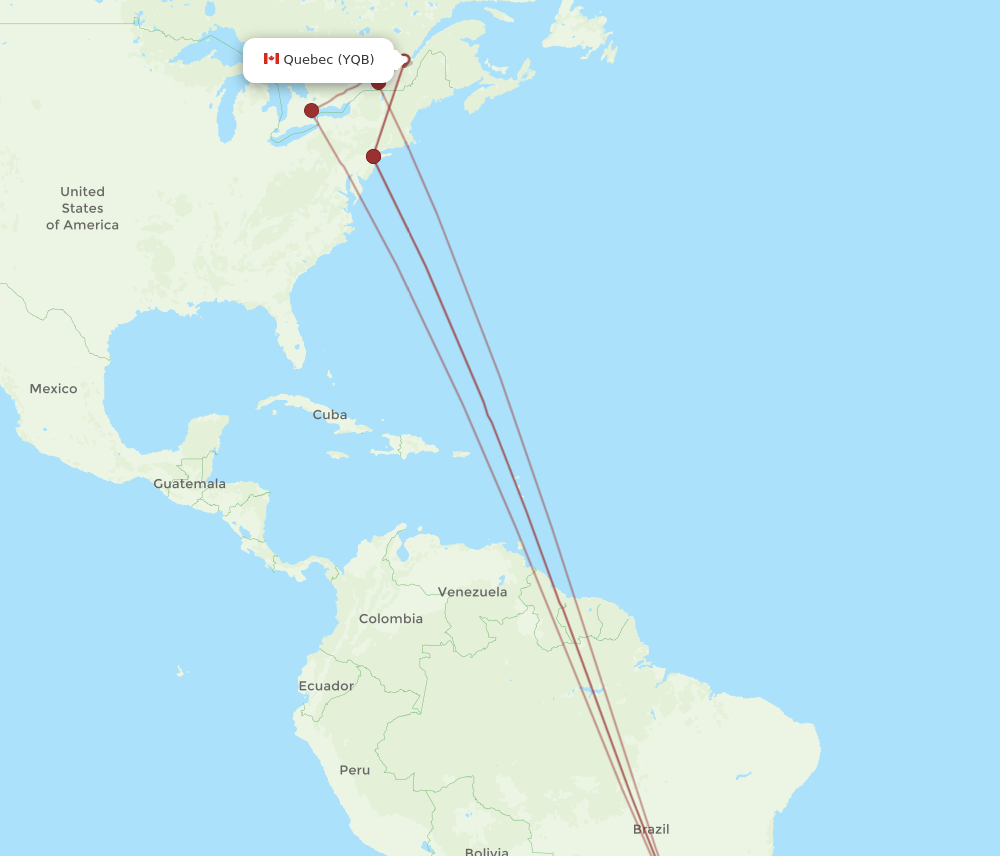 YQB-GRU flight routes