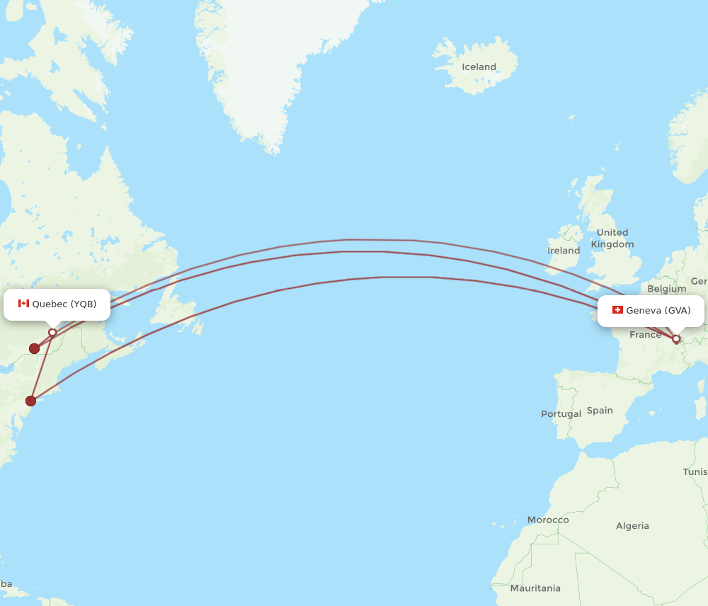 YQB-GVA flight routes