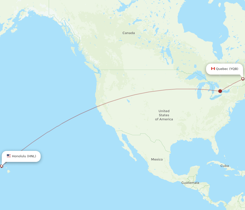 YQB-HNL flight routes