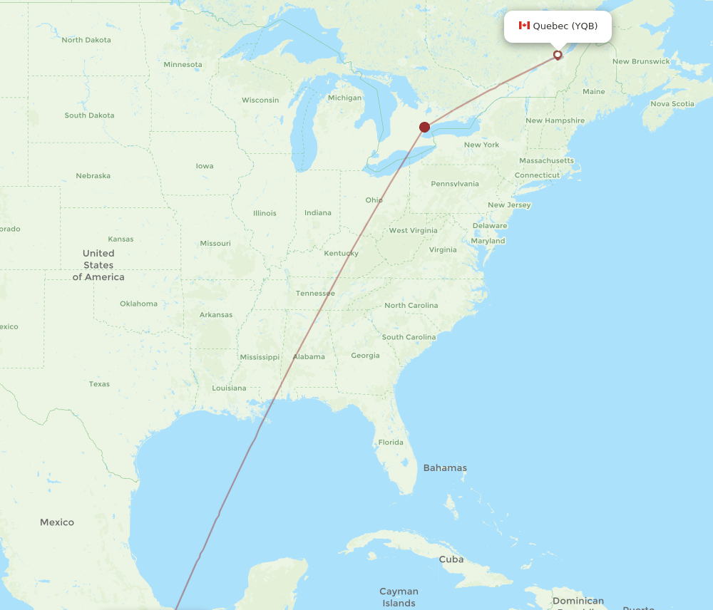 YQB-HUX flight routes