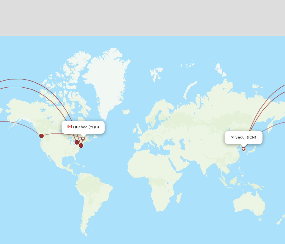YQB-ICN flight routes