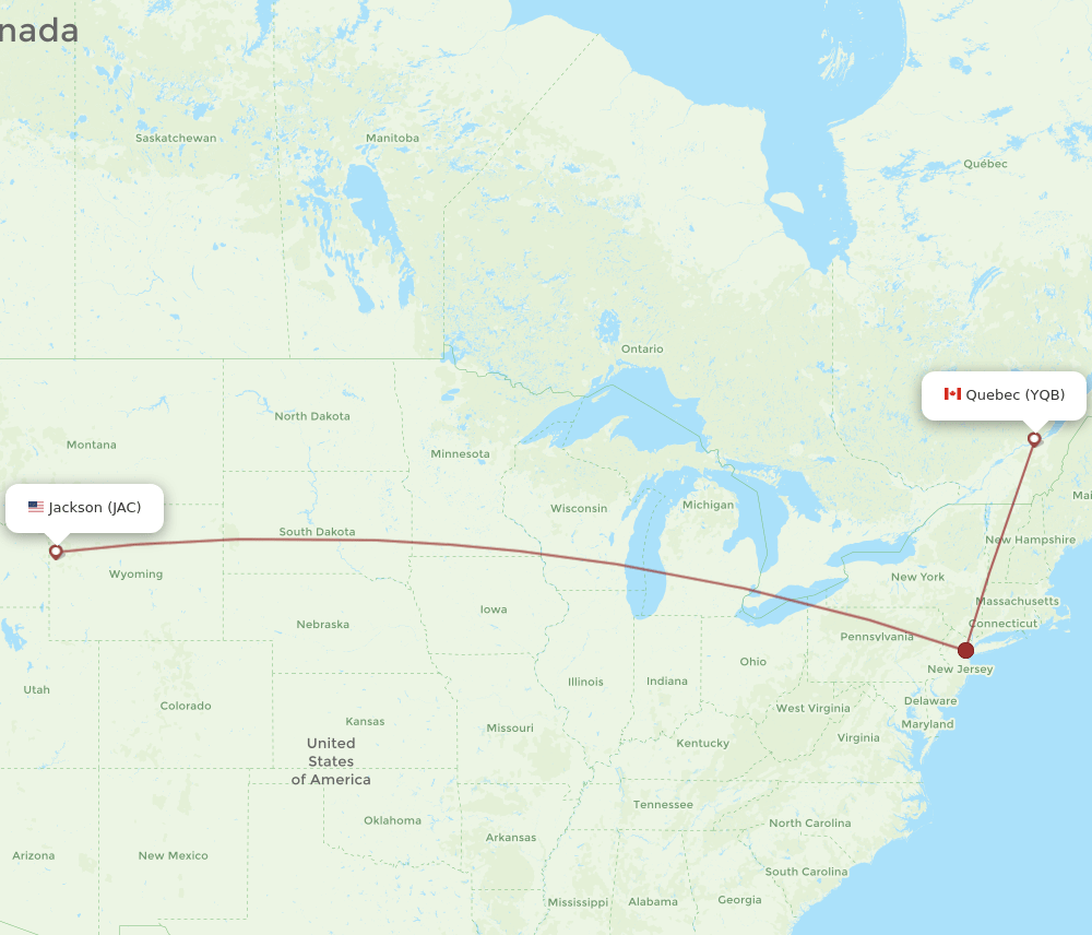 YQB-JAC flight routes