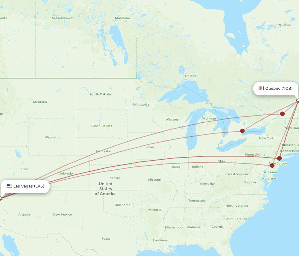 YQB-LAS flight routes