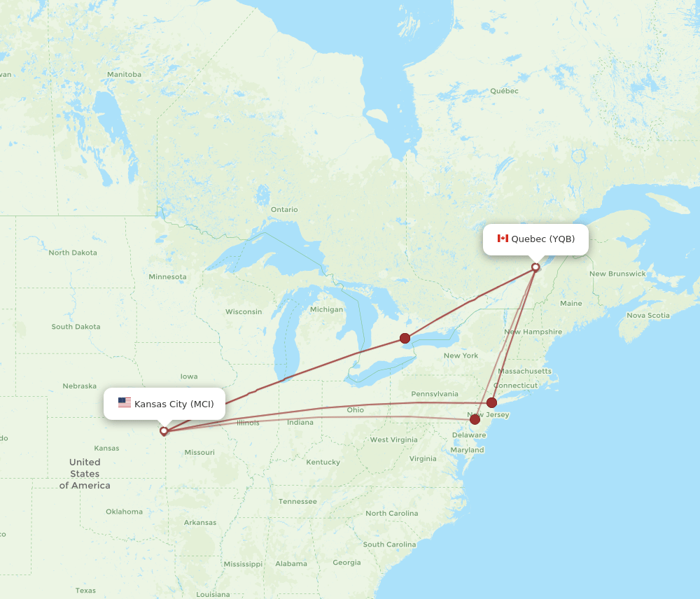 YQB-MCI flight routes