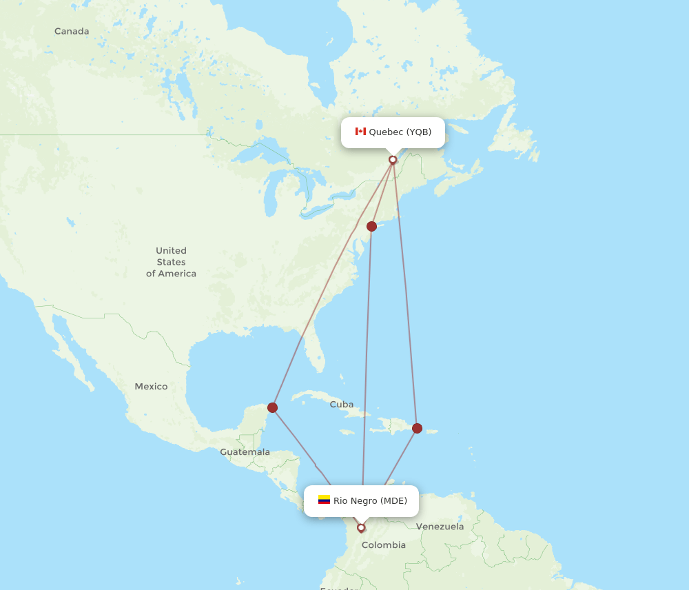 YQB-MDE flight routes