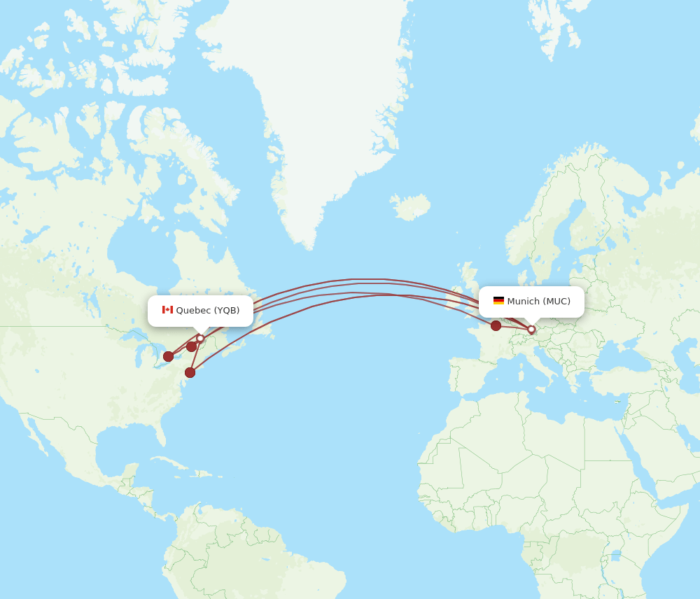 YQB-MUC flight routes