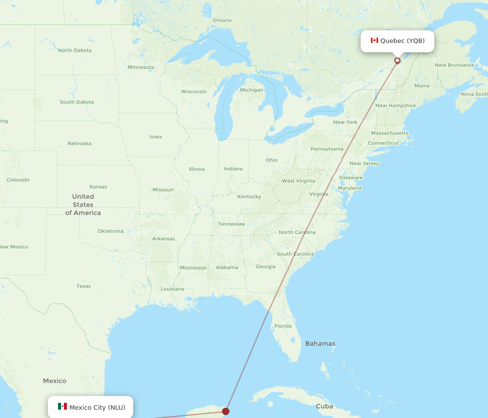 YQB-NLU flight routes