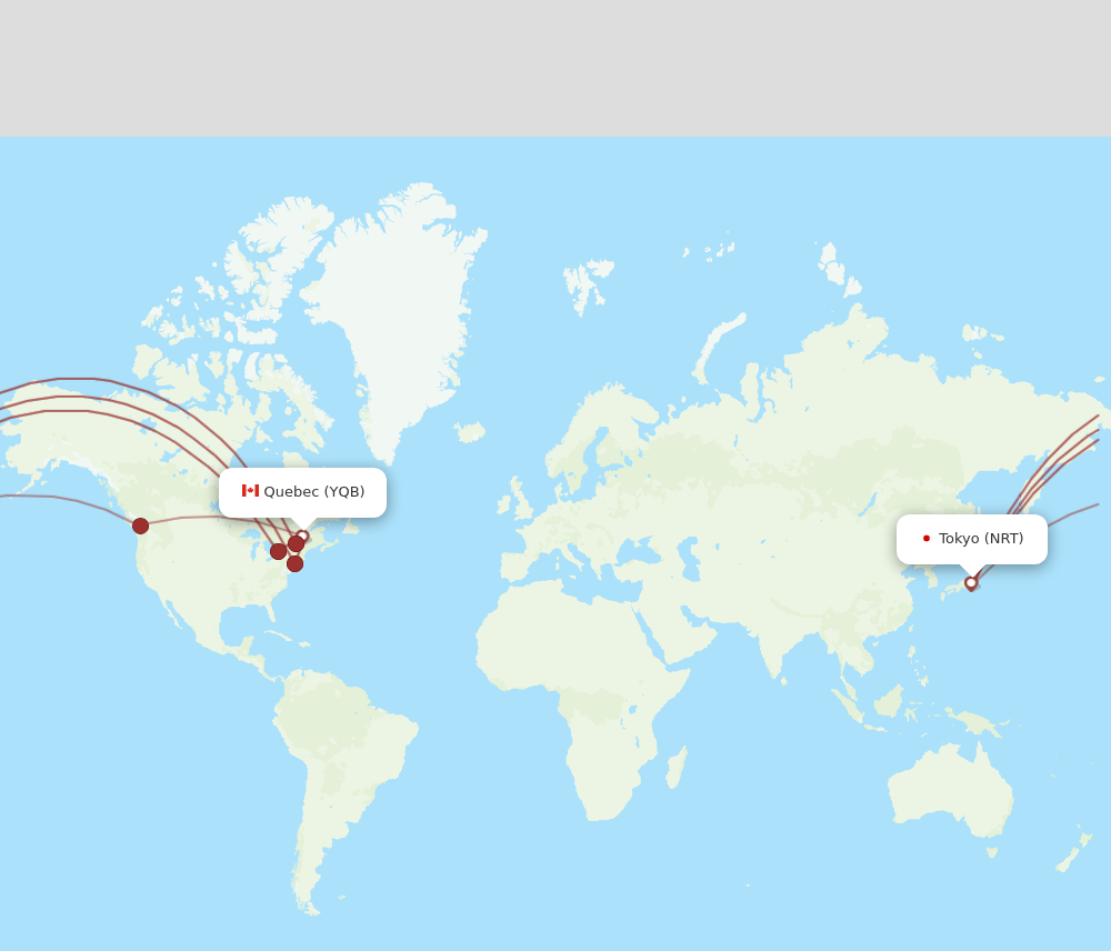 YQB-NRT flight routes