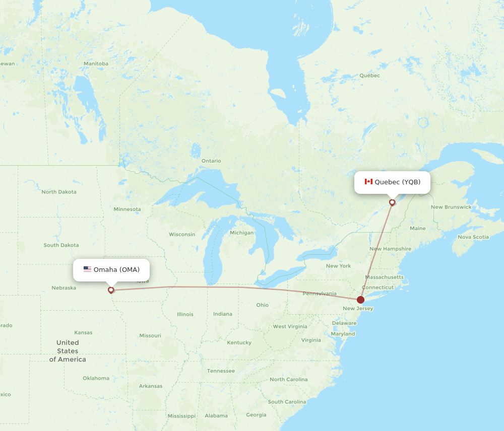YQB-OMA flight routes
