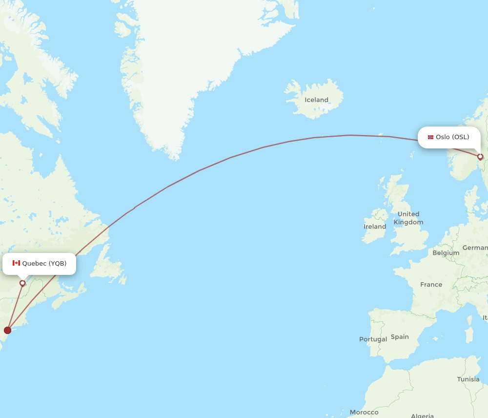 YQB-OSL flight routes