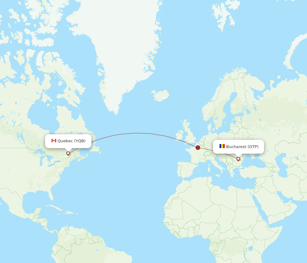 YQB-OTP flight routes