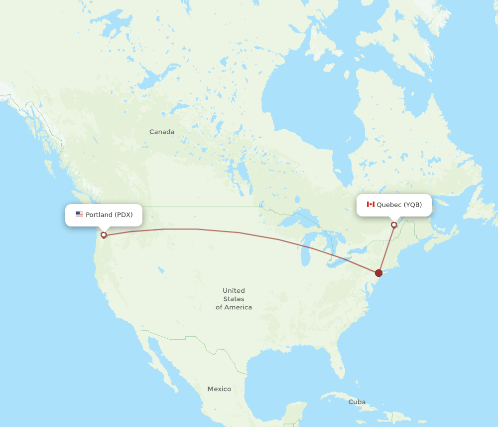YQB-PDX flight routes