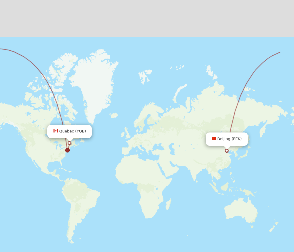 YQB-PEK flight routes