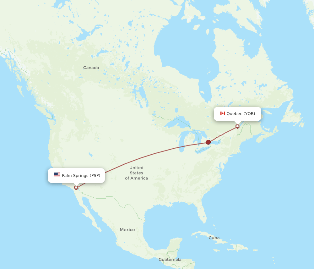 YQB-PSP flight routes