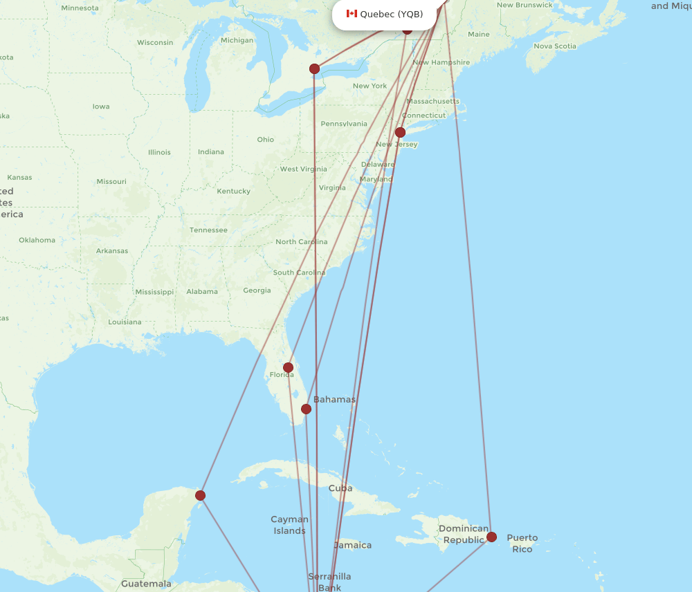 YQB-PTY flight routes