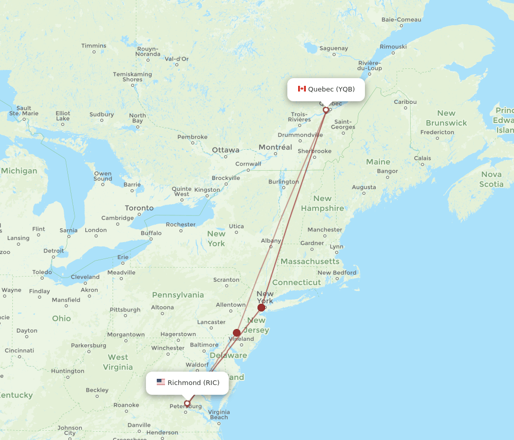 YQB-RIC flight routes