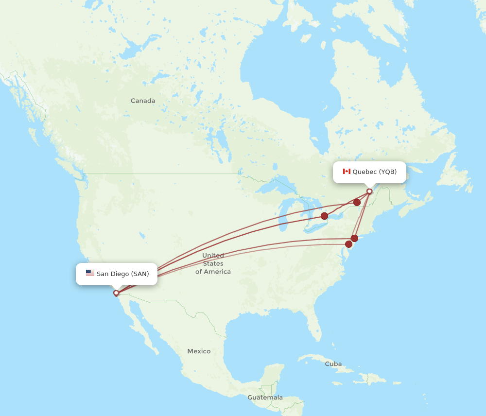YQB-SAN flight routes
