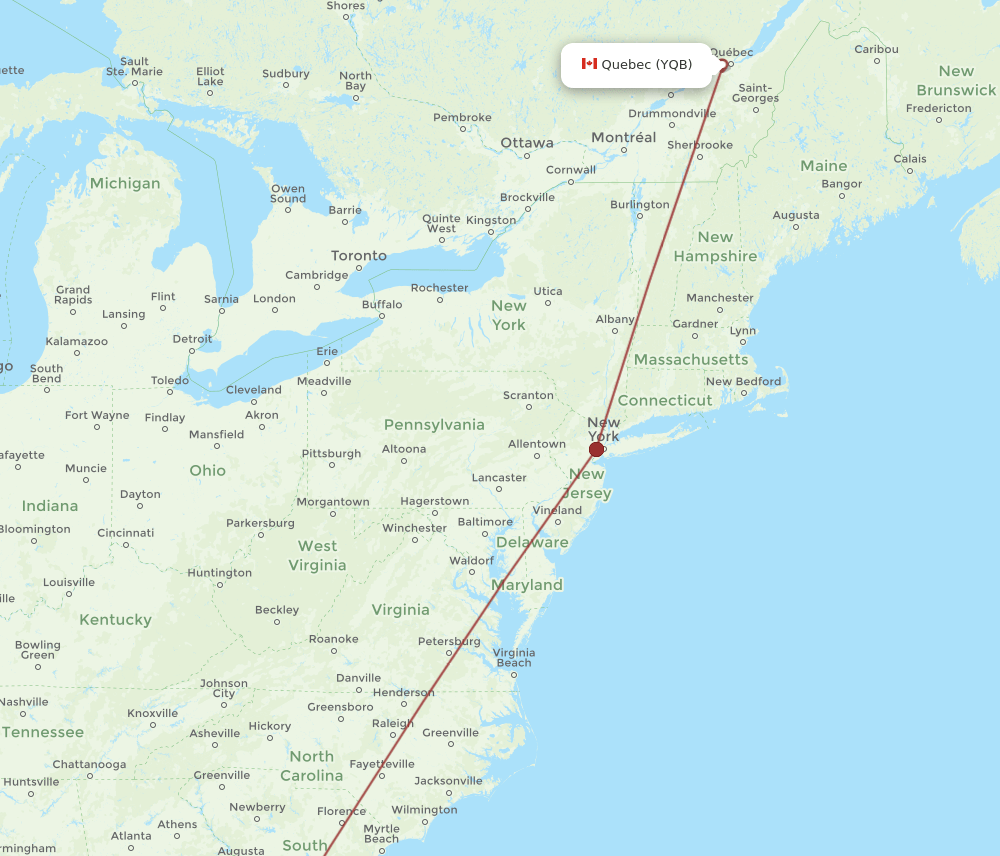 YQB-SAV flight routes